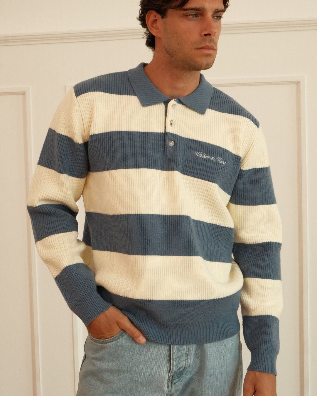 Oversized Lando Knit - Steel & Cream