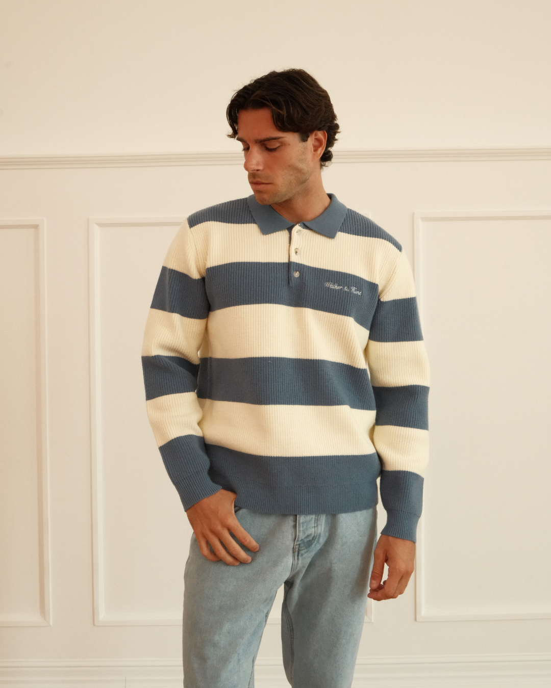 Oversized Lando Knit - Steel & Cream