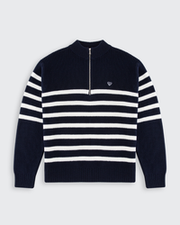 Striped Huxley Quarter Zip - Navy