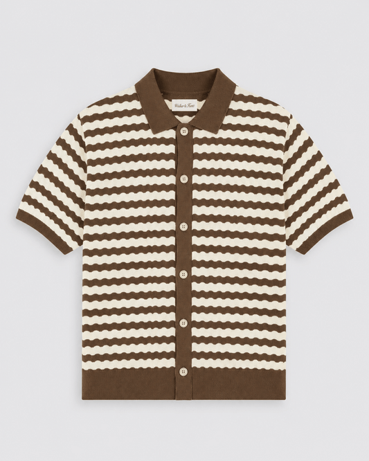 Striped Knitted Shirt - Mocha