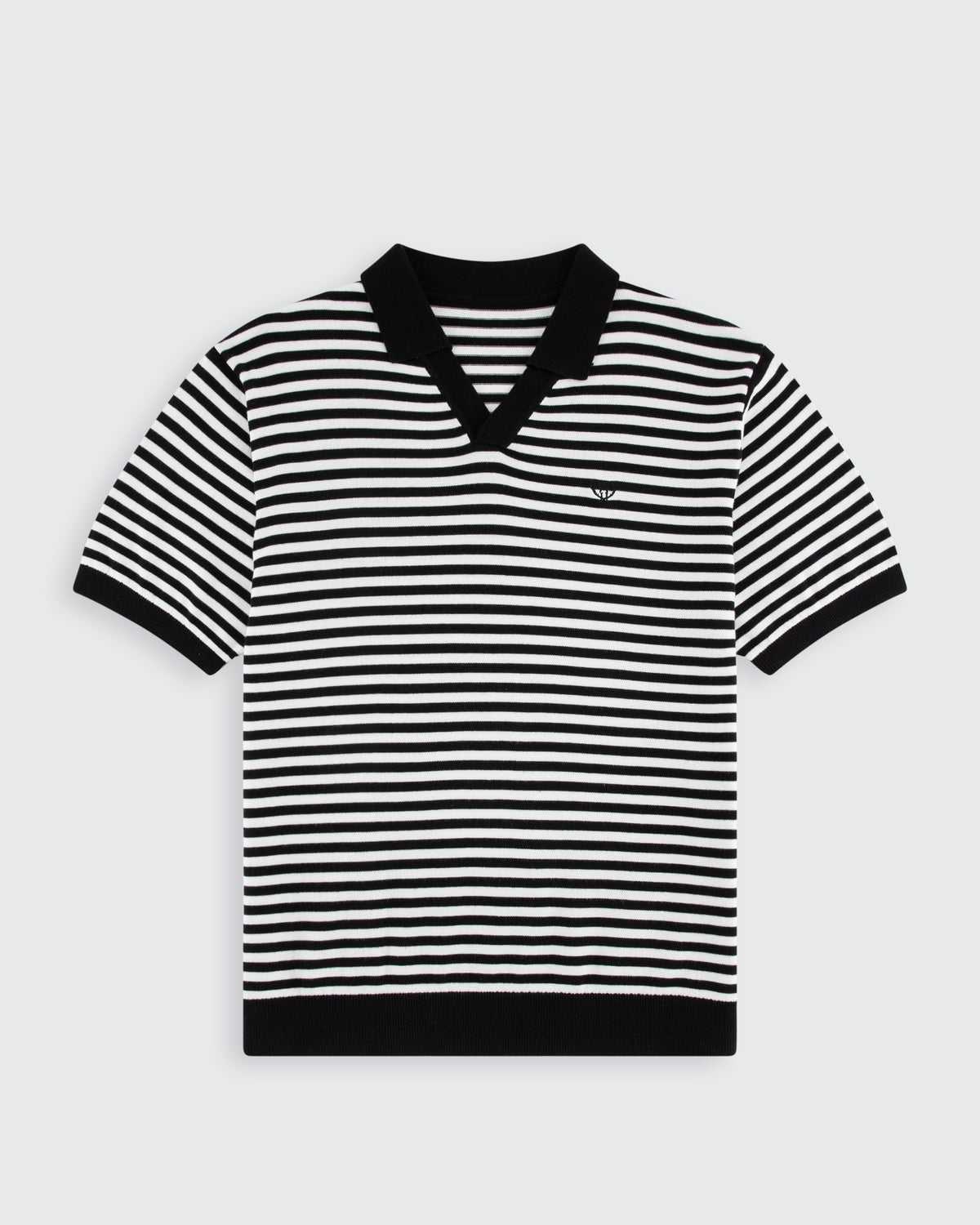Milton Knitted Polo - Black & Cream